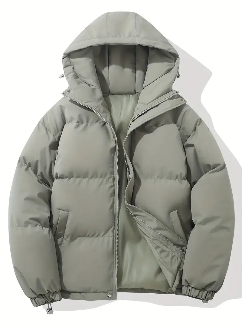 Women's cozy long-sleeve winter jacket with a protective hood. Stylish & warm outerwear for cold climates.