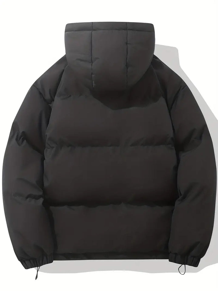 Cozy women's stylish winter jacket with a protective hood. Warm long-sleeve outerwear for ultimate comfort.
