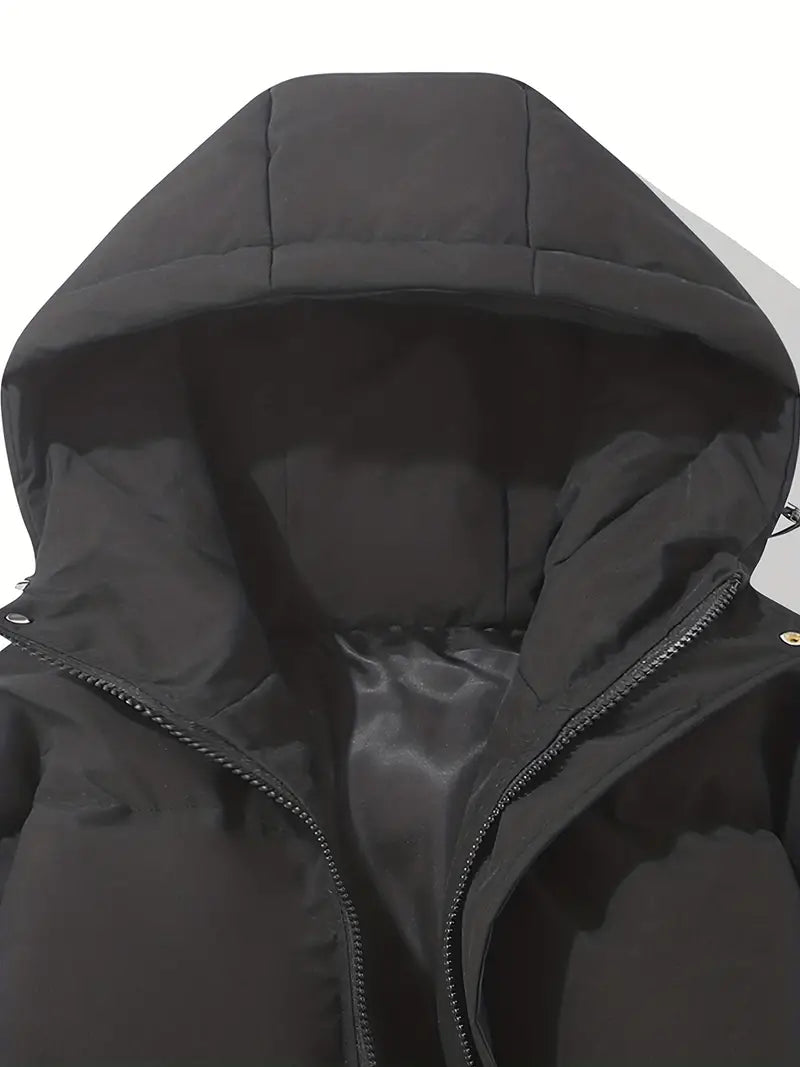 Elegant women's hooded winter coat. Stylish & warm outerwear, perfect for cozy winter days & casual fashion.