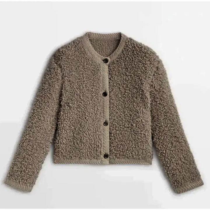 Women's warm teddy fleece vest, a cozy cardigan perfect for winter fashion layering outerwear.