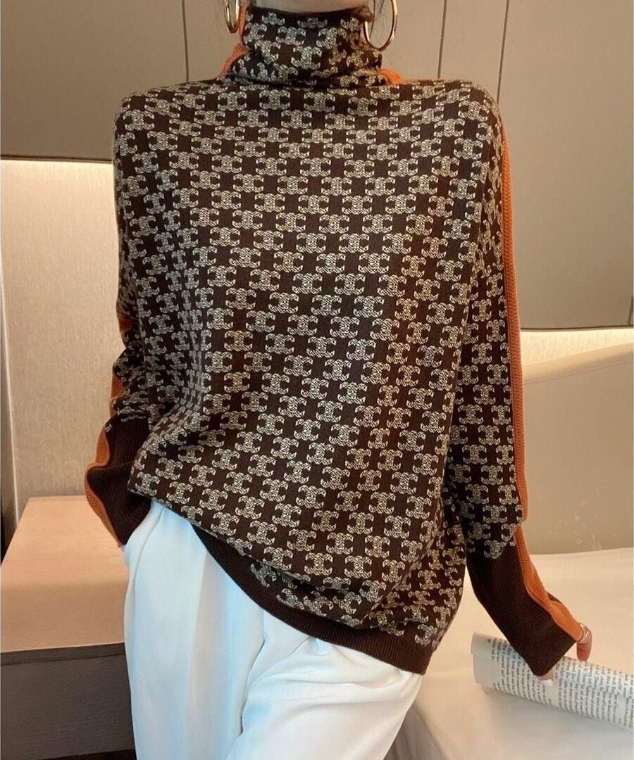 Warm women's turtleneck pullover sweater, super cozy & fashionable. Long sleeve for ultimate fall & winter comfort.