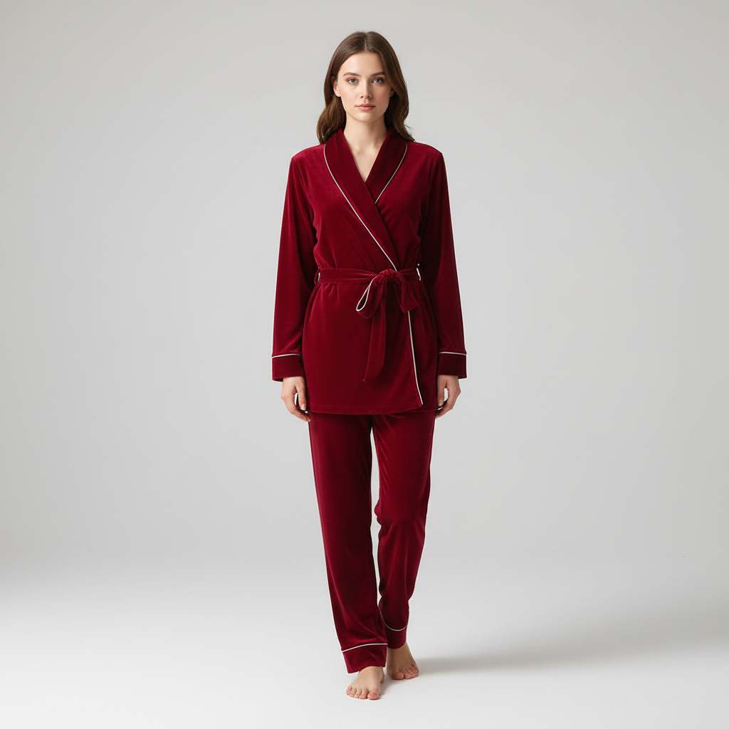 Soft women's pajama set Marie, a two-piece ensemble for cozy autumn winter loungewear