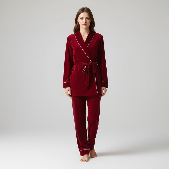 Soft women's pajama set Marie, a two-piece ensemble for cozy autumn winter loungewear