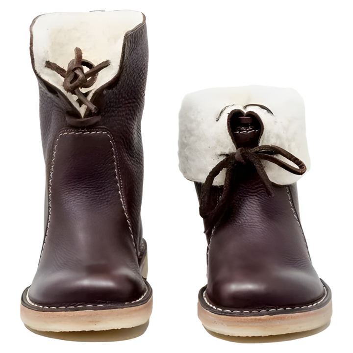 Comfortable women's lace-up winter boots with warm lining. Stylish vintage ankle design for all-day cozy outdoor fashion.