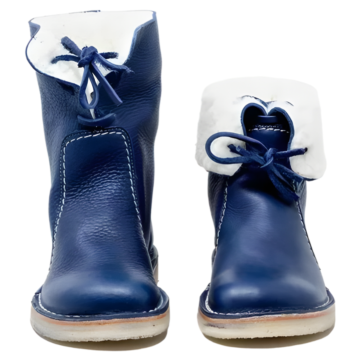 Waterproof women's casual winter boots. Stylish lace-up ankle design offers warm, comfortable outdoor fashion for women.