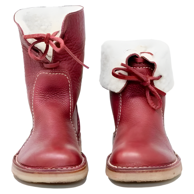 Stylish women's vintage lace-up ankle boots. Cozy, waterproof winter footwear for comfortable all-day outdoor adventures.