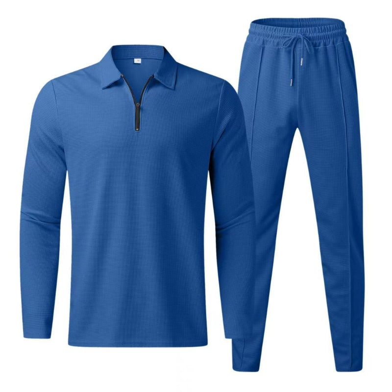 Stylish & cozy women's waffle knit two-piece loungewear. Relaxed fit jogger set with a chic zip top.