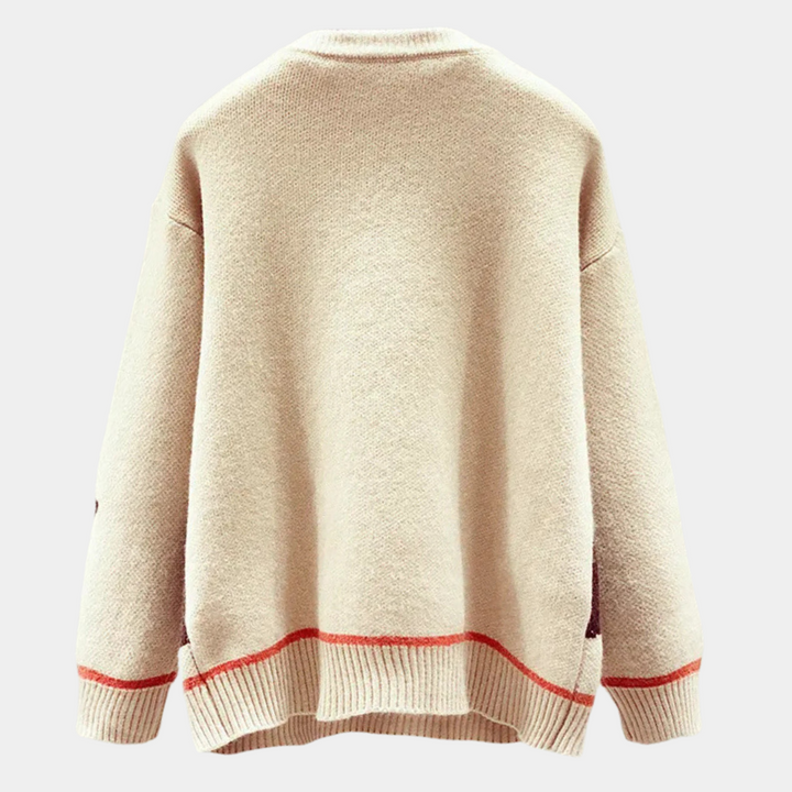 Comfortable women's relaxed fit sweater. Warm knitwear pullover, great for casual wear & winter fashion.