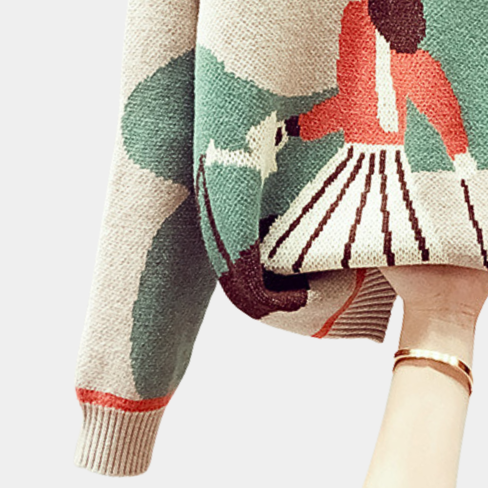 Soft knit long sleeve women's sweater. Cozy & warm pullover top for ladies, perfect for cold weather style.