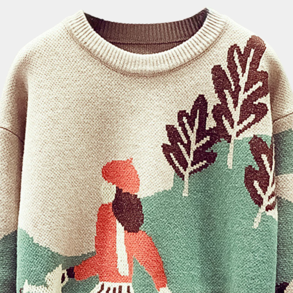 Stylish women's warm casual sweater. Comfortable relaxed fit knit pullover, ideal for cozy winter fashion.