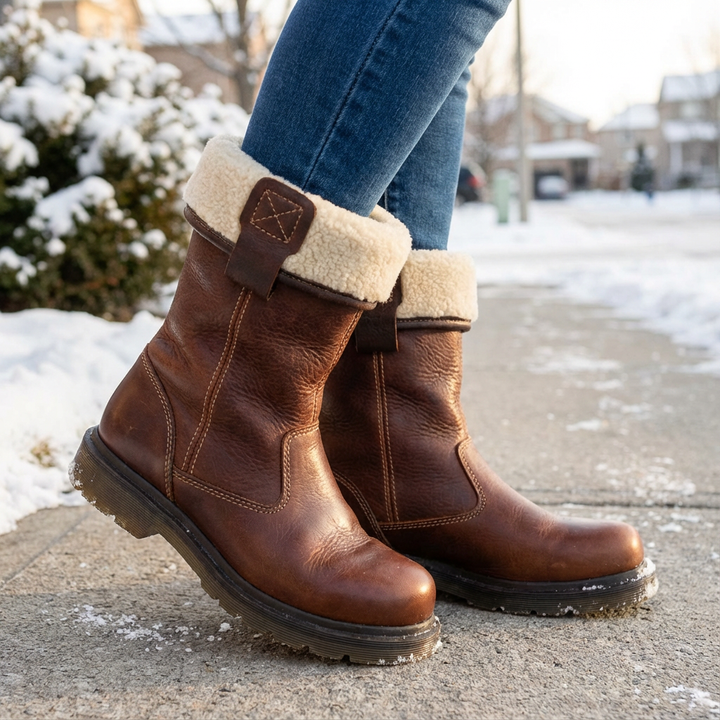 Fashionable women's slip-on ankle boots. Stay cozy, warm & comfortable during the winter season.