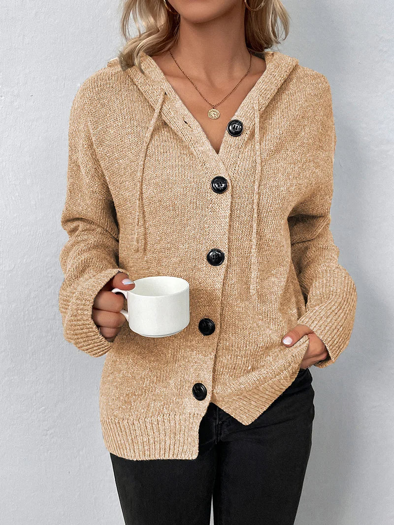 Women's weekender cardigan hoodie in a neutral tone, ideal for stylish layering.