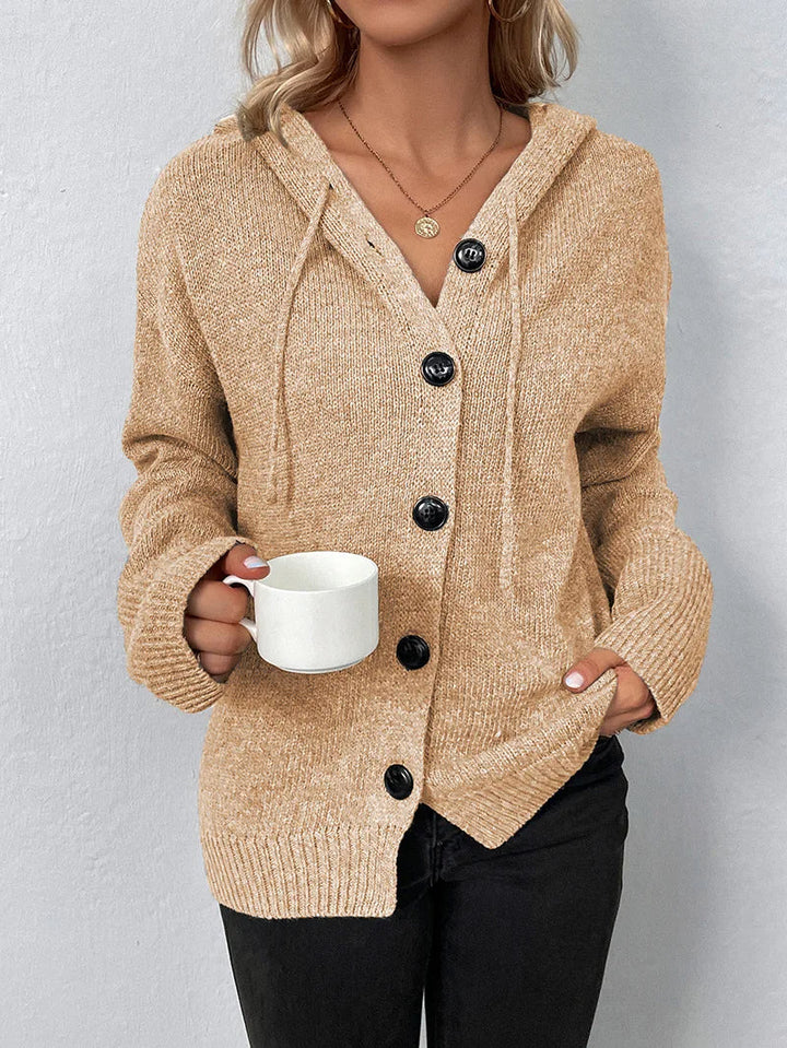 Women's weekender cardigan hoodie in a neutral tone, ideal for stylish layering.