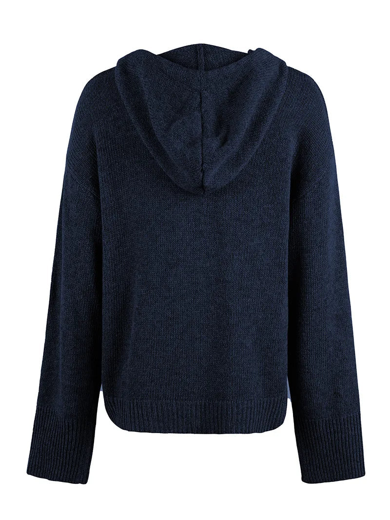 Soft women's hooded weekender cardigan, a comfortable and stylish outerwear choice.