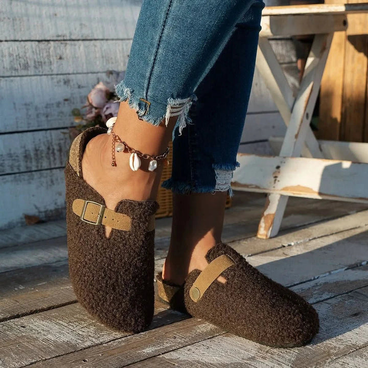 Women's soft winter mules, anti-slip slippers for ultimate comfort & cozy home wear.