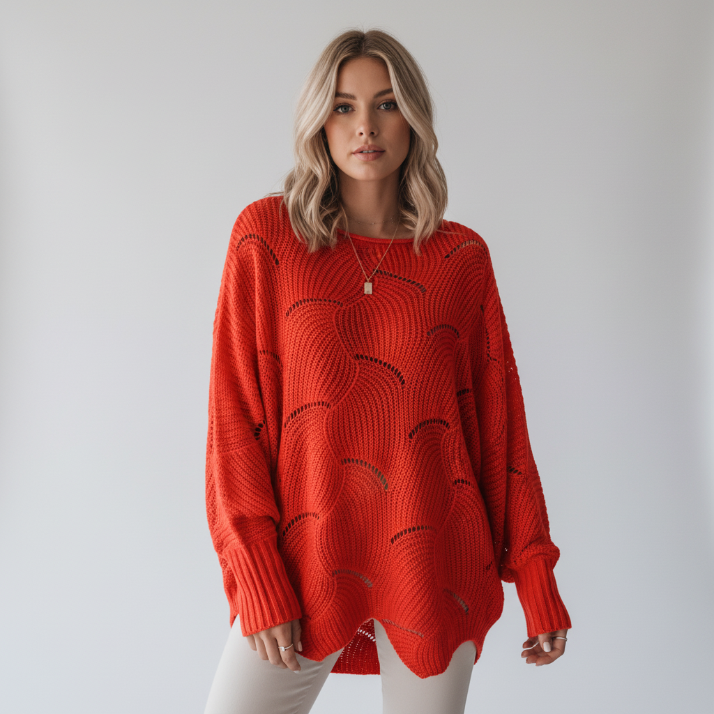 Versatile cream women's ribbed sweater, asymmetrical hem, ideal for daily wear
