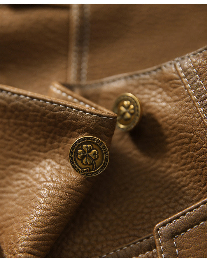 Women's chic cropped faux leather jacket. Versatile outerwear, perfect for spring & fall style.
