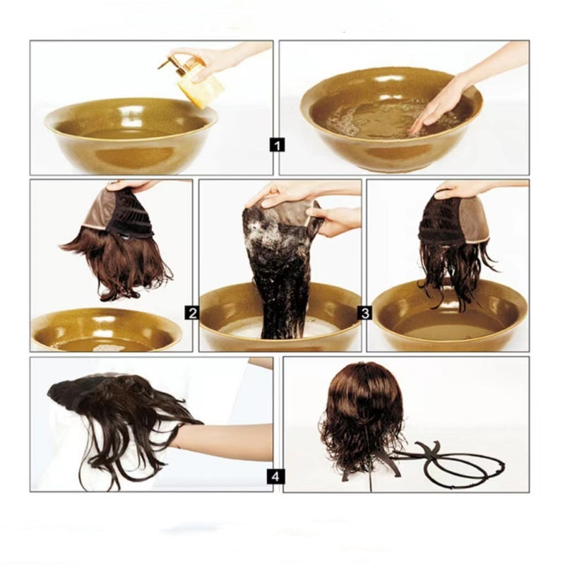 Close-up of a women's curly clip-in ponytail hair extension, showcasing soft, voluminous wavy texture.