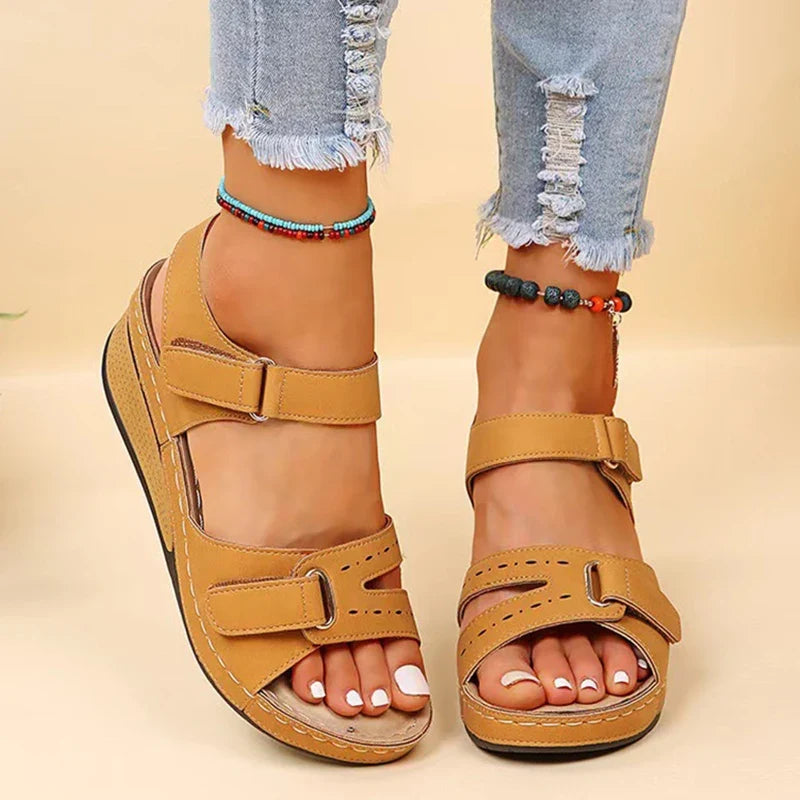 Orthopedic wedge sandals for women, offering superior cushioning and adjustable support for summer.