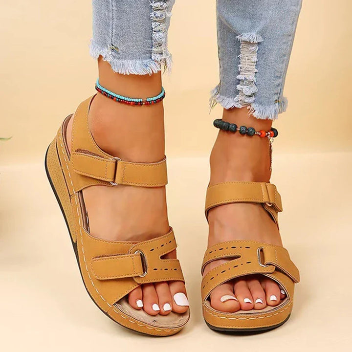 Orthopedic wedge sandals for women, offering superior cushioning and adjustable support for summer.