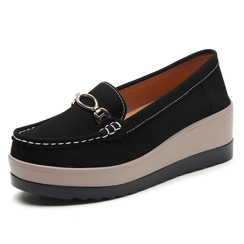 Versatile women's platform loafers. Cushioned slip-on comfort shoes, great for casual or dressy occasions.