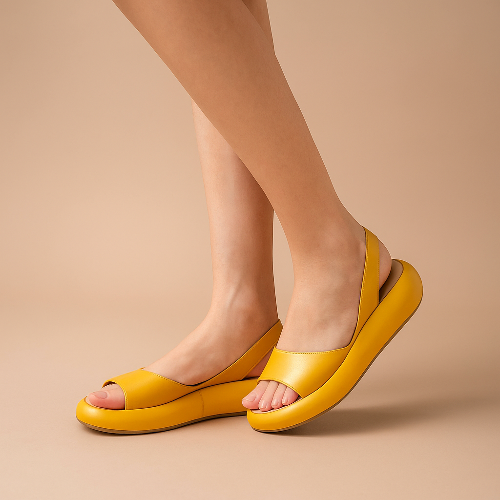 Stylish women's slingback wedge sandals with shock-absorbing cushion for all-day casual or dressy comfort.