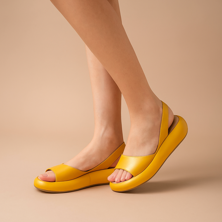Stylish women's slingback wedge sandals with shock-absorbing cushion for all-day casual or dressy comfort.