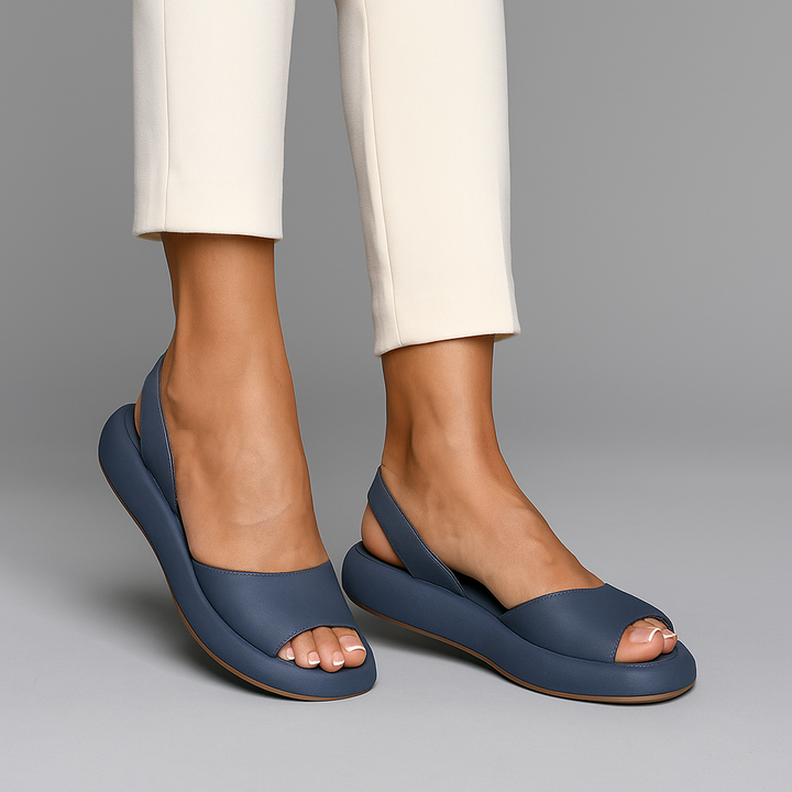 Colorful slip-on cushioned wedge sandals for women, ideal summer footwear for casual or dressy occasions.