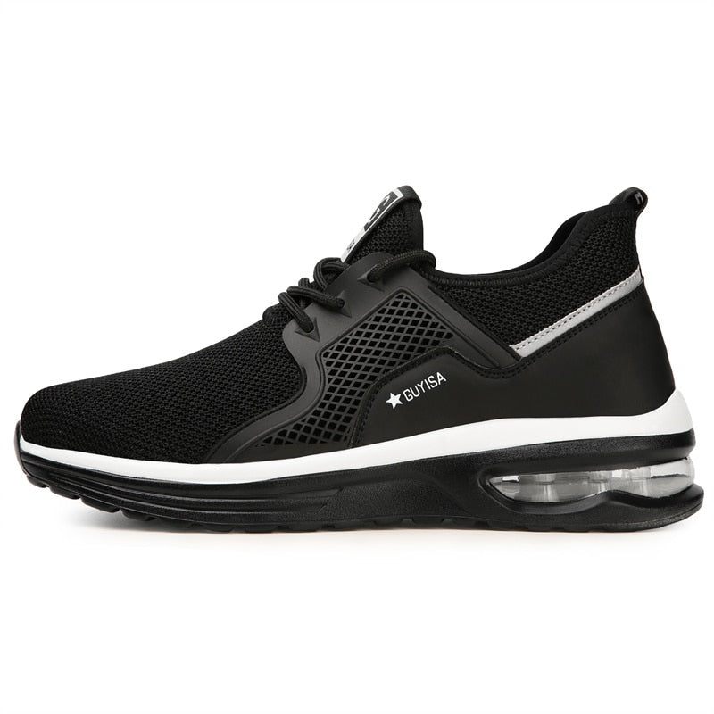 Women's dark gray steel-toe safety sneakers for work with slip-resistant sole, offering orthopedic arch support.