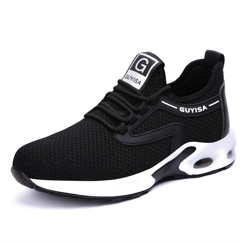 Everyday safety women's work shoes in dark gray, providing steel toe protection, arch support, and slip resistance.