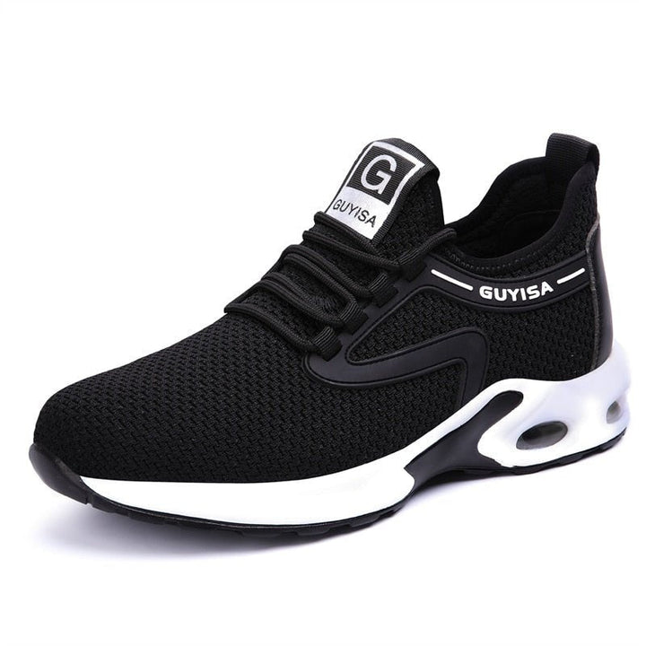 Everyday safety women's work shoes in dark gray, providing steel toe protection, arch support, and slip resistance.