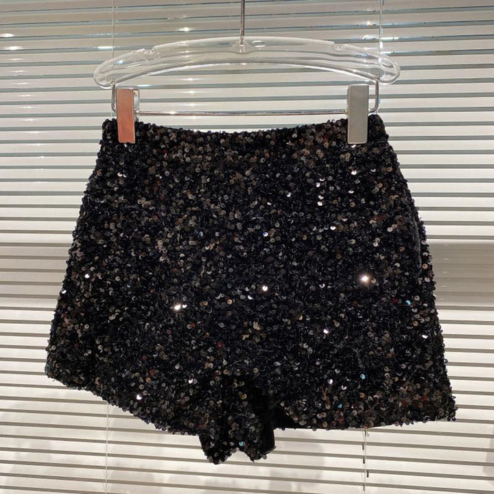 Sparkling high waist shorts for women, a dazzling bling fashion statement for parties, night outs, & summer.