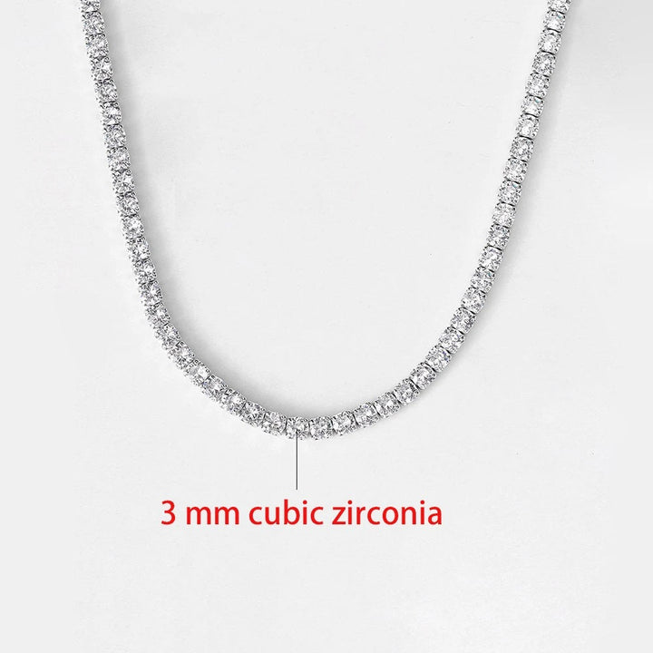 Luxurious women's rhinestone tennis necklace, radiating dazzling elegance and brilliant sparkle.