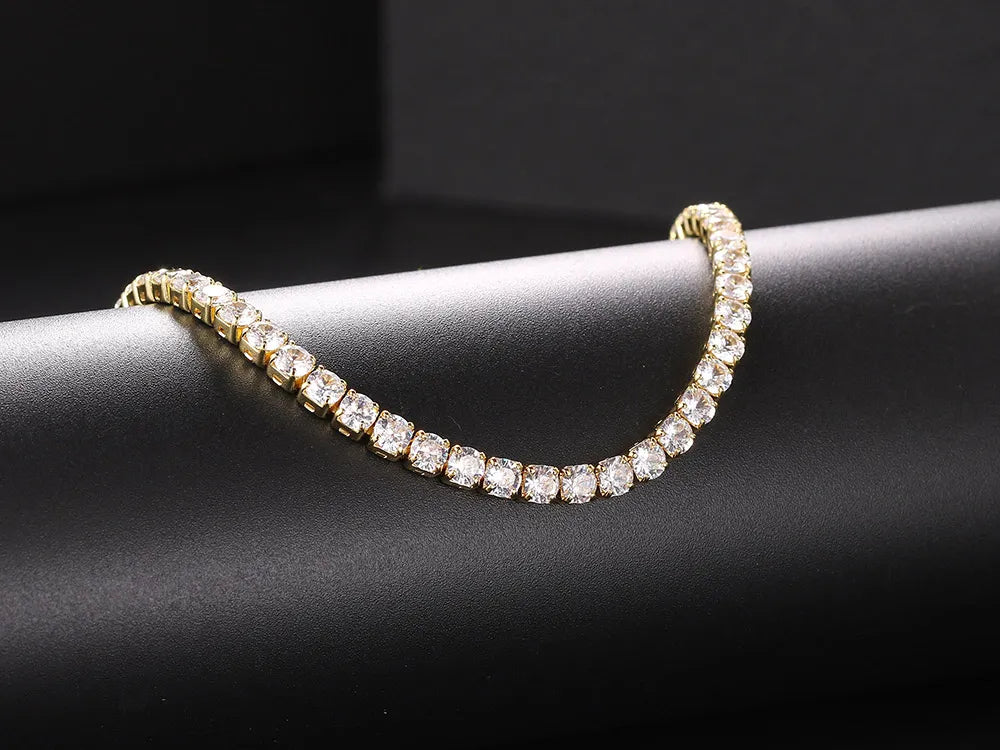 Elegant women's stainless steel tennis necklace with shimmering rhinestones for a glamorous look.