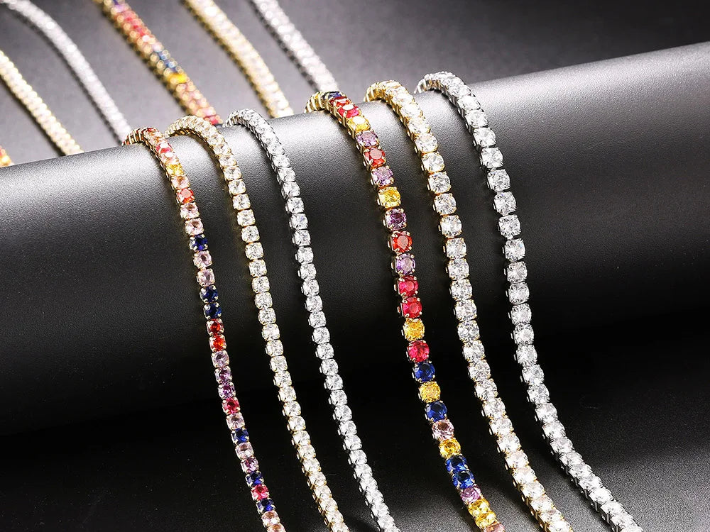 Classic women's rhinestone tennis necklace, adjustable for a perfect fit, offering dazzling elegance.