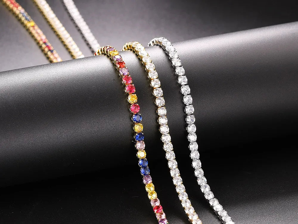 Glamorous women's crystal tennis necklace featuring dazzling rhinestones, perfect for special occasions.