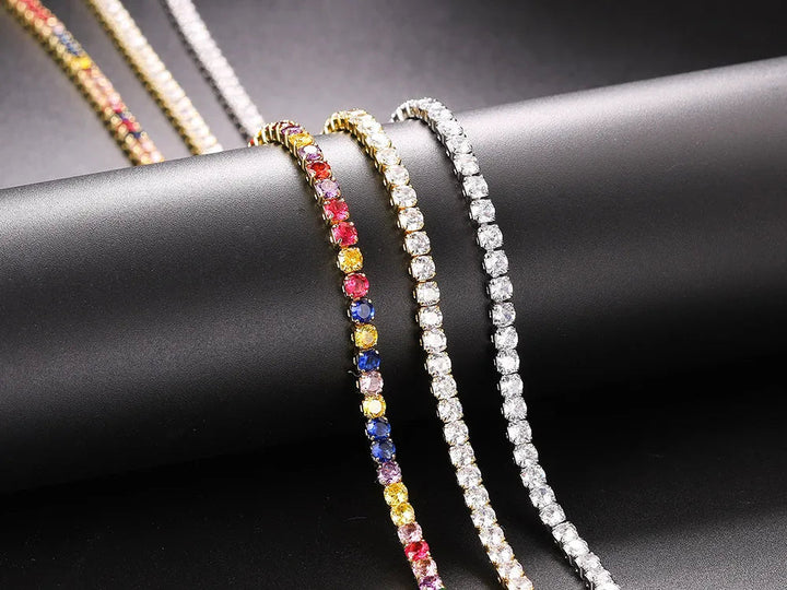Glamorous women's crystal tennis necklace featuring dazzling rhinestones, perfect for special occasions.