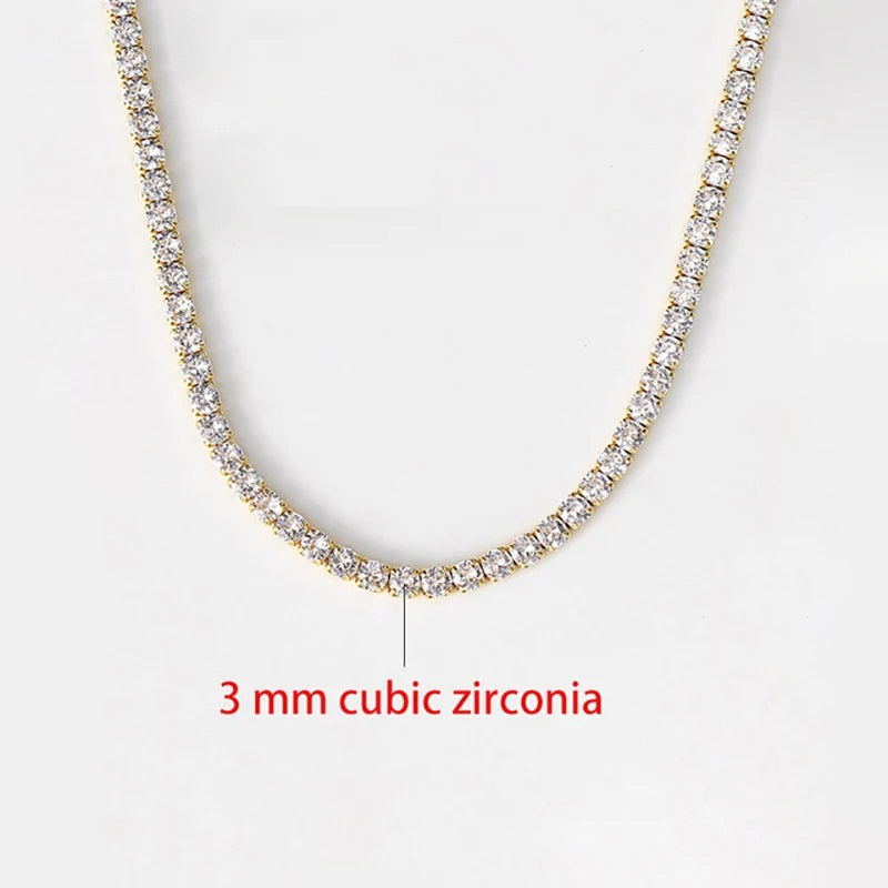 Dazzling women's classic tennis necklace adorned with brilliant rhinestones, a timeless jewelry gift.
