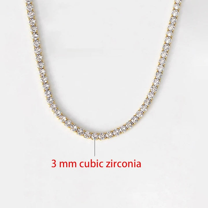Dazzling women's classic tennis necklace adorned with brilliant rhinestones, a timeless jewelry gift.