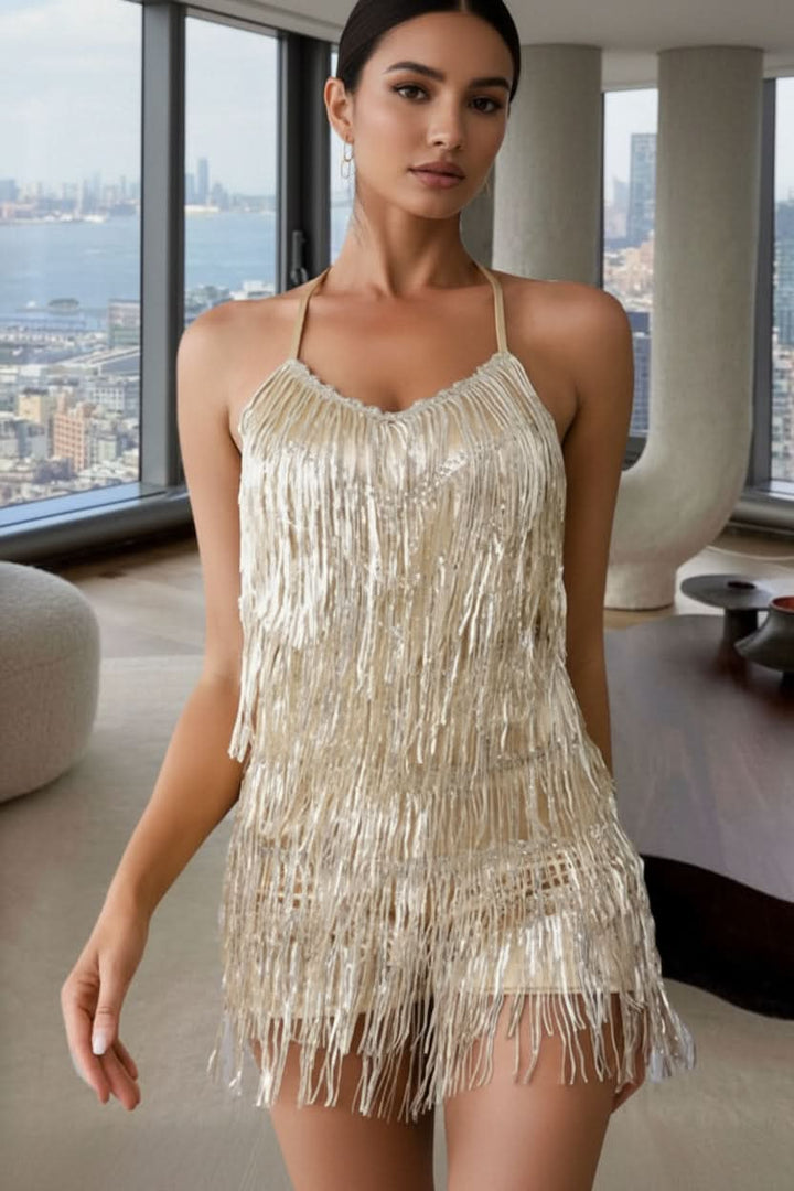 Dazzling women's sequin & fringe romper, the ultimate party or nightlife statement piece.
