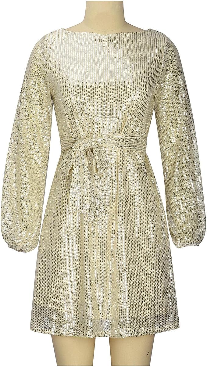 Dazzling short sequin dress for women, a sparkly mini for parties, celebrations & glamorous evenings.