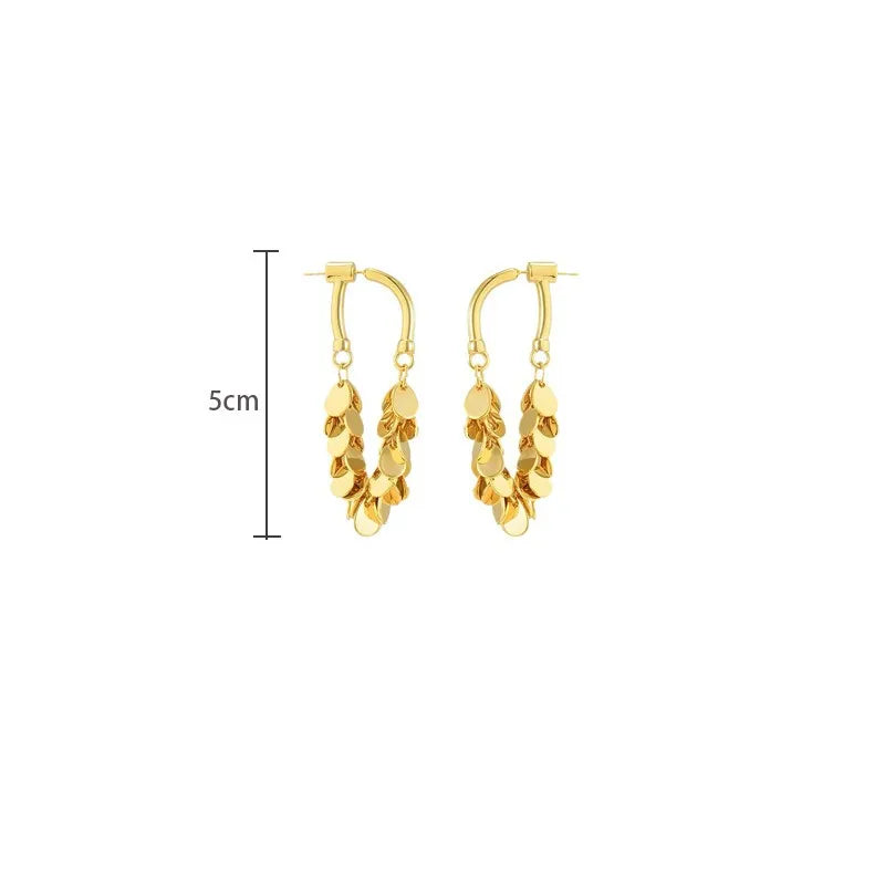 Shimmering sequin tassel drop earrings, women's glamorous party wear jewelry with captivating sparkle.