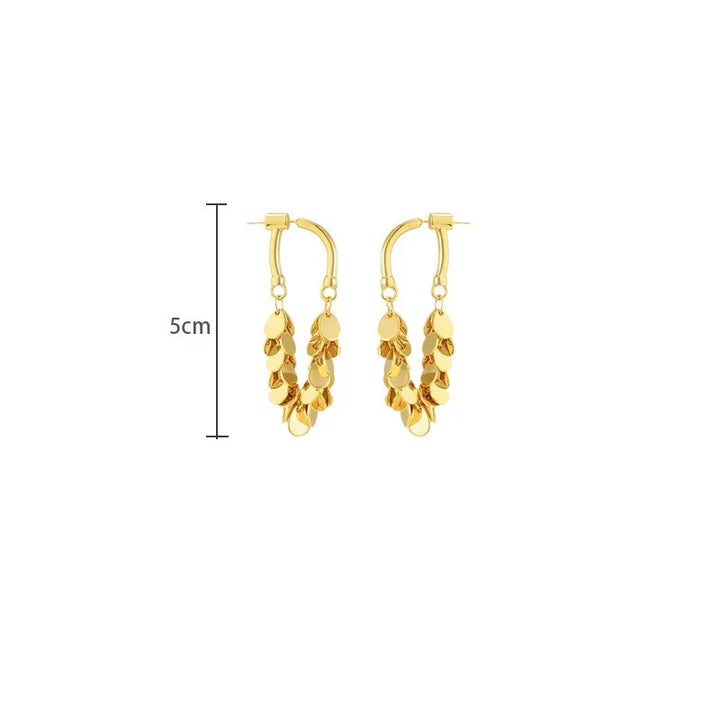 Shimmering sequin tassel drop earrings, women's glamorous party wear jewelry with captivating sparkle.