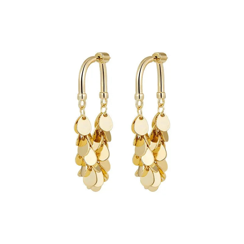 Glamorous women's sequin tassel drop earrings, ideal party wear for a dazzling, elegant look.