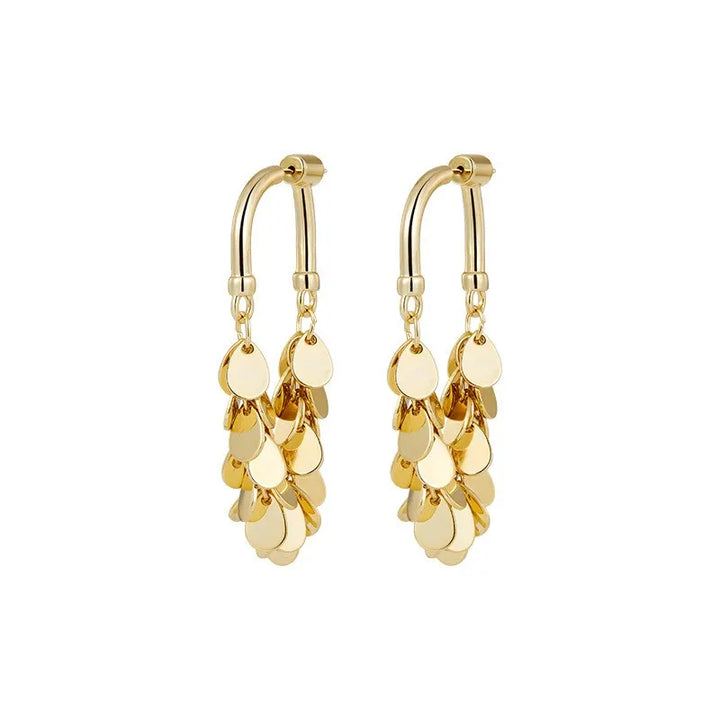 Glamorous women's sequin tassel drop earrings, ideal party wear for a dazzling, elegant look.