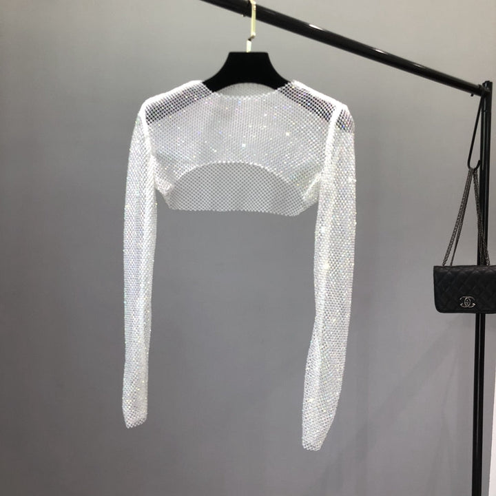Sparkling women's net party top, perfect for glamorous evening wear & night outs.
