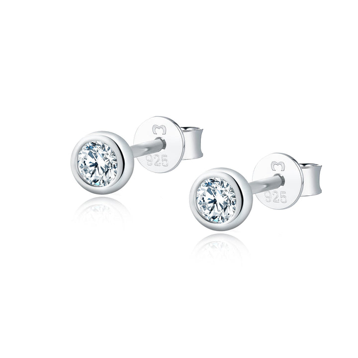 Minimalist gold-plated circle stud earrings for women, featuring brilliant zirconia gems.