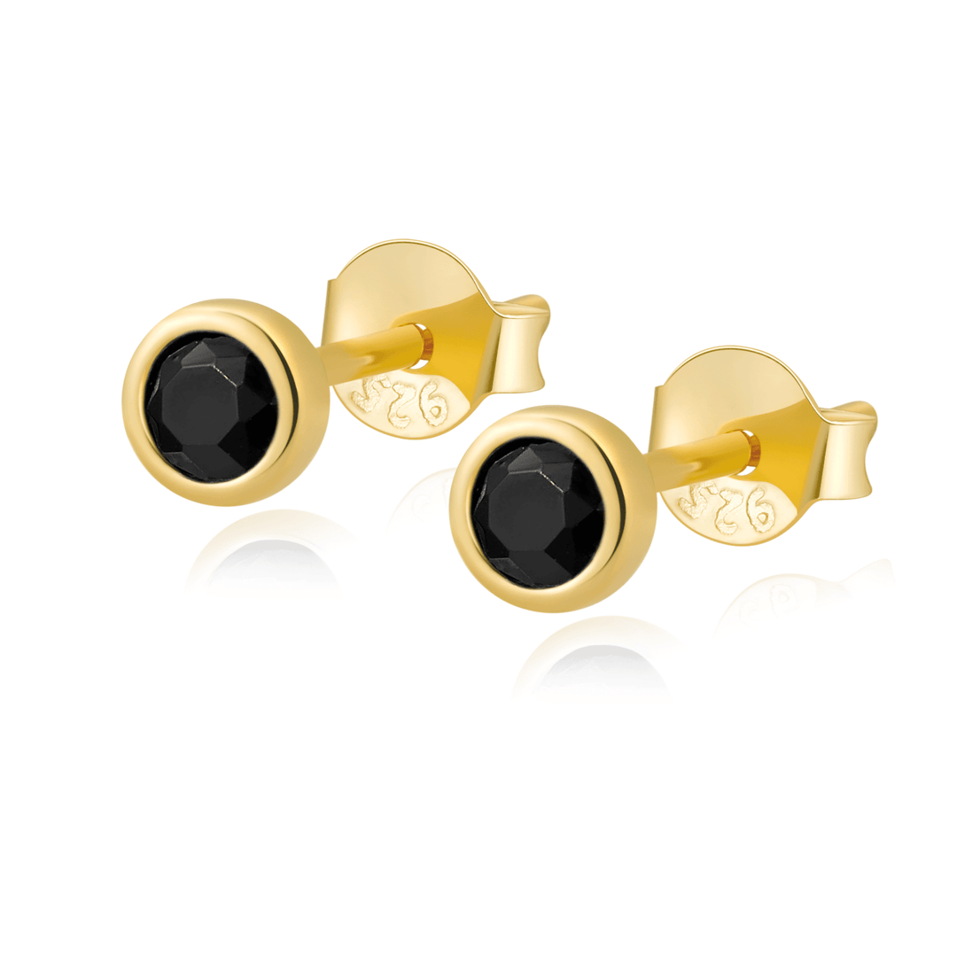Amira delicate circle zirconia earrings, gold-plated, elegant women's everyday minimalist studs.