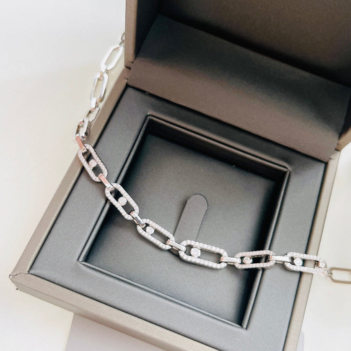 Dazzling Women's Diamond Fusion choker, multi-diamond ring design, premium white gold finish, a sophisticated statement piece.