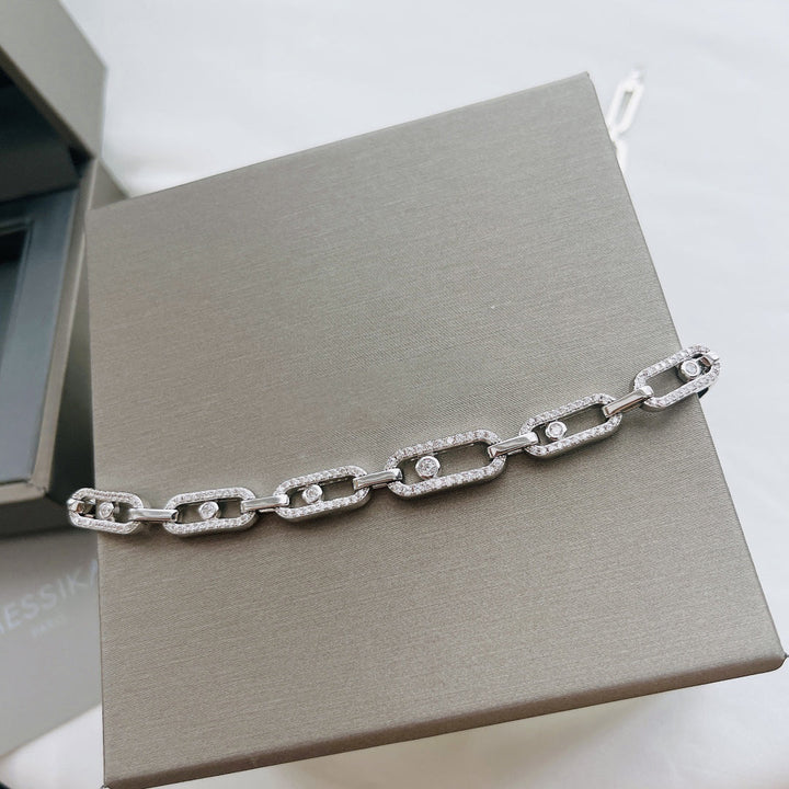 Stylish Women's Diamond Fusion choker necklace, multi-diamond ring, sterling silver with white gold finish. Ideal elegant gift.